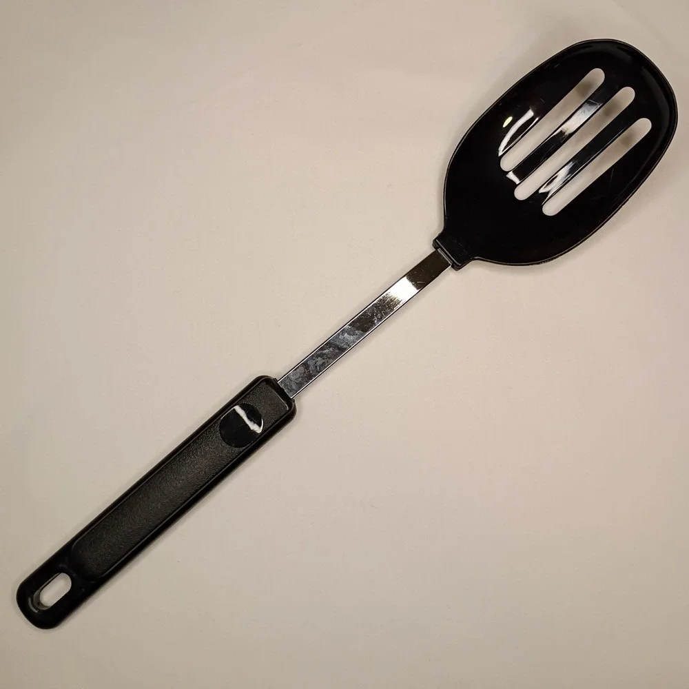 Vtg EKCO Slotted Serving Spoon Black Nylon Stainless Heat Resistant‎ 400'F 12